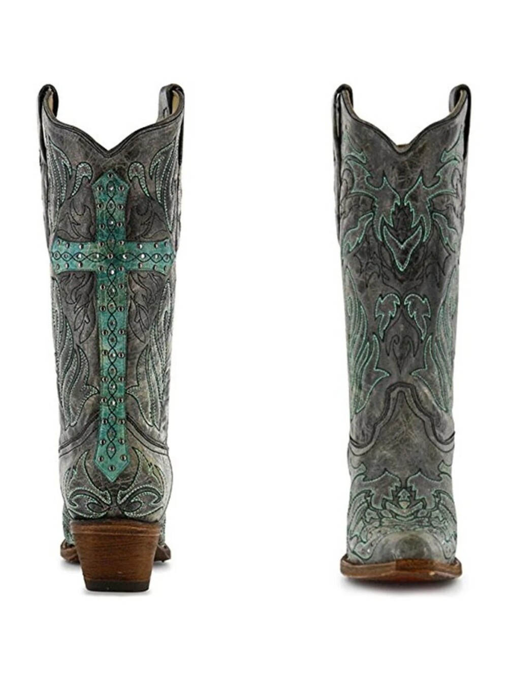Corral Boots Women's Turquoise Embroidery Rhinestone Snip Toe Western Boot - Picture 6 of 16